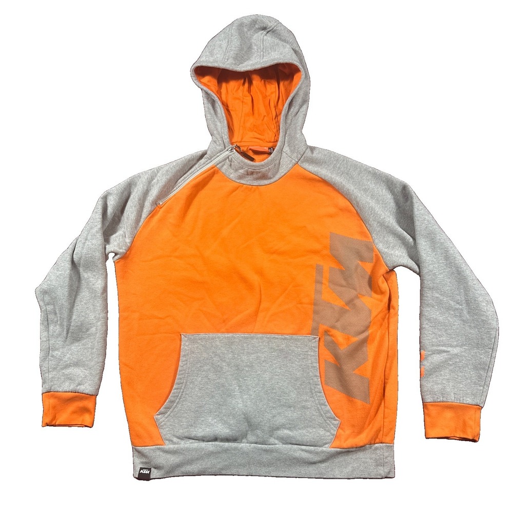 KTM Powerwear Hoodie Mens XL Orange Graphic Cotton Fleece Shoulder Zip